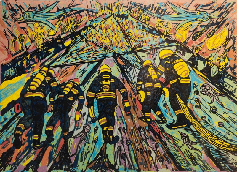 滅火英雄系列木刻作品